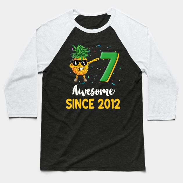 7th Birthday Pineapple Dabbing 7 Years Old Baseball T-Shirt by Chapmanx